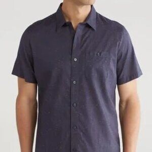 NWT Travis Mathew Men's Studebaker Short Sleeve Shirt Size Medium Blue Nights
